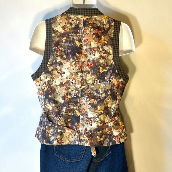 Paisley & Gray SZ M Unisex Plaid Vest Printed Back Menswear Cottage Prairie Tim - Picture 2 of 13